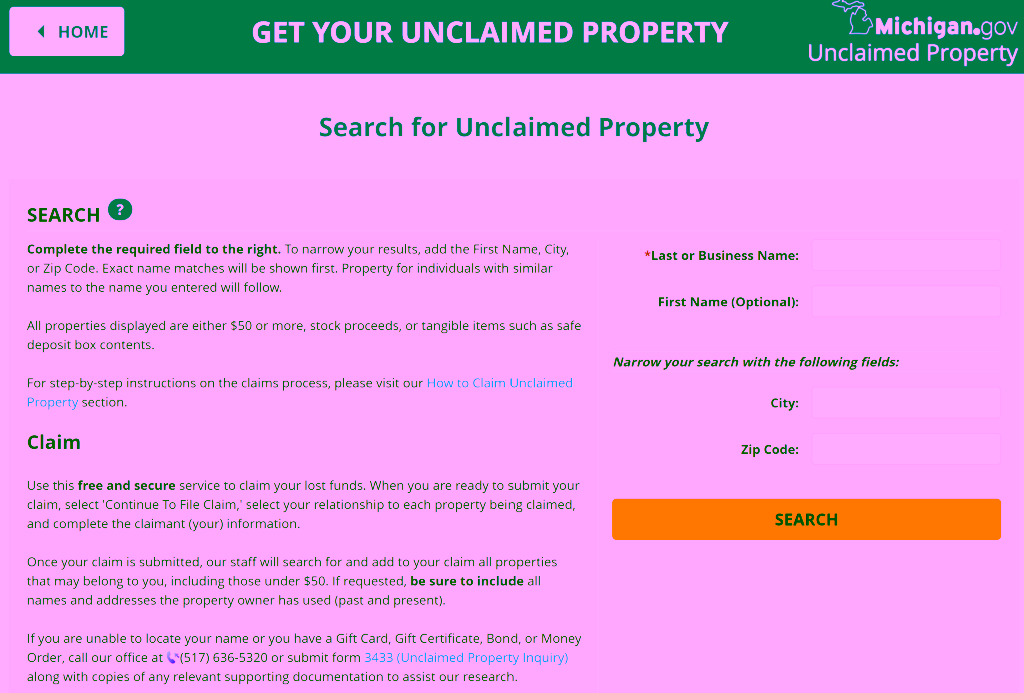 Unclaimed Property Michigan